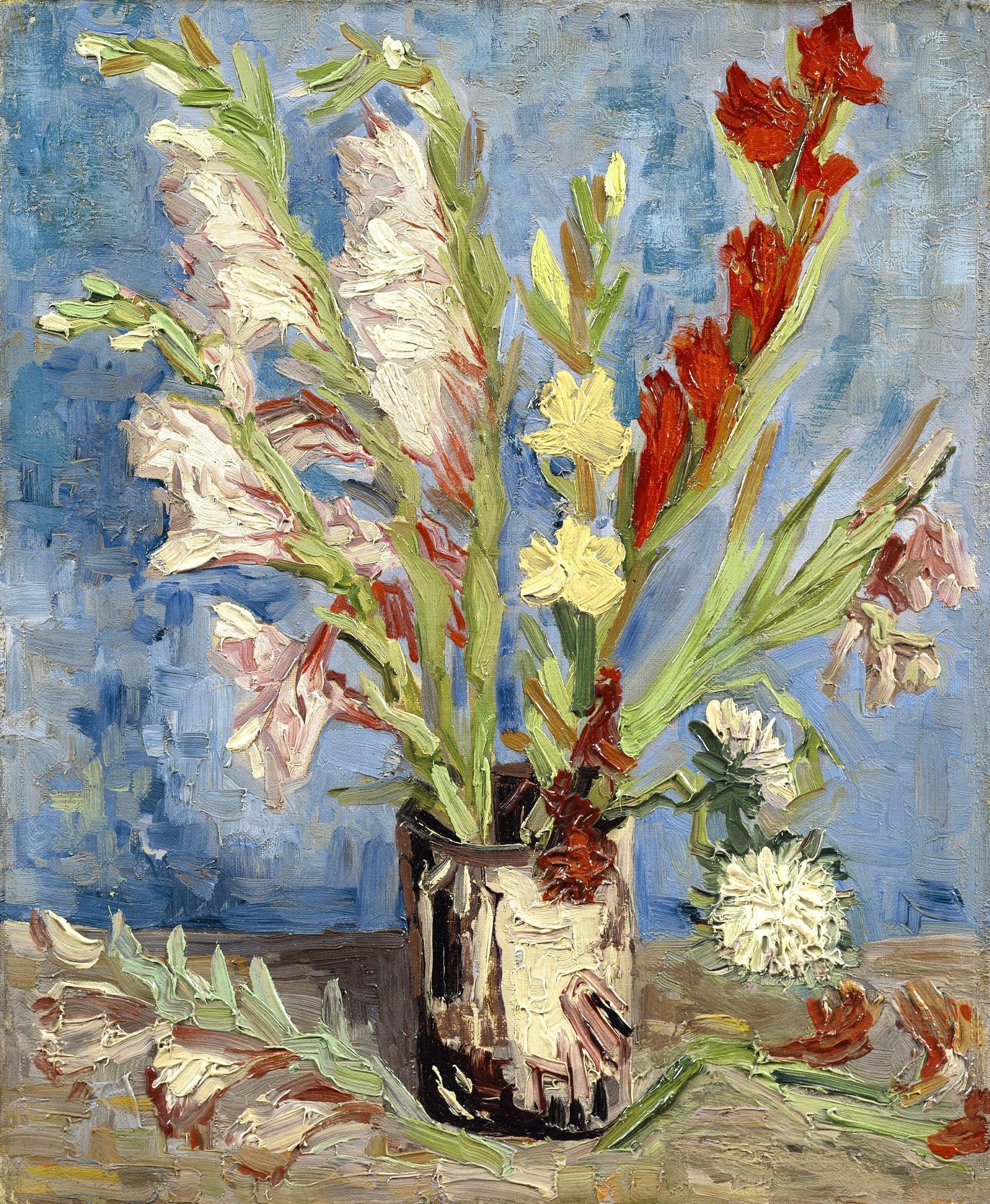 Jarrón de gladiolos y aster, Van Gogh