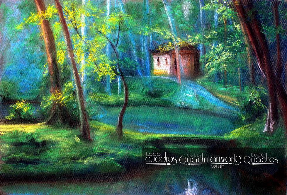 Claro de bosque - Paisaje al óleo
