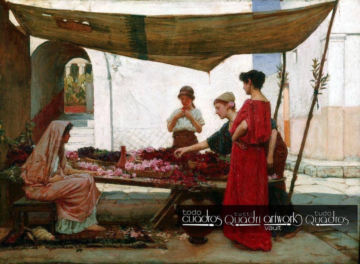 Un mercado de flores en Grecia, J. W. Waterhouse