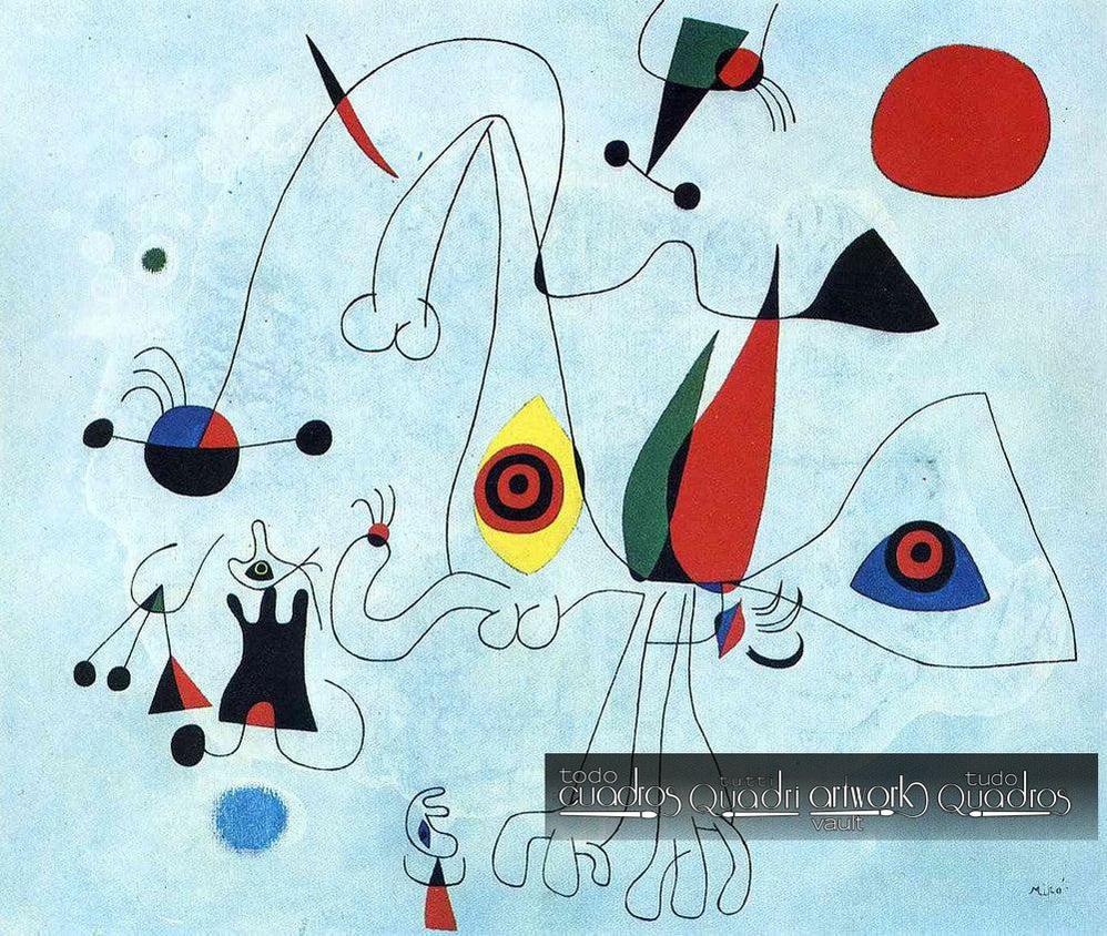 Mujer y pájaros al amanecer, Miró