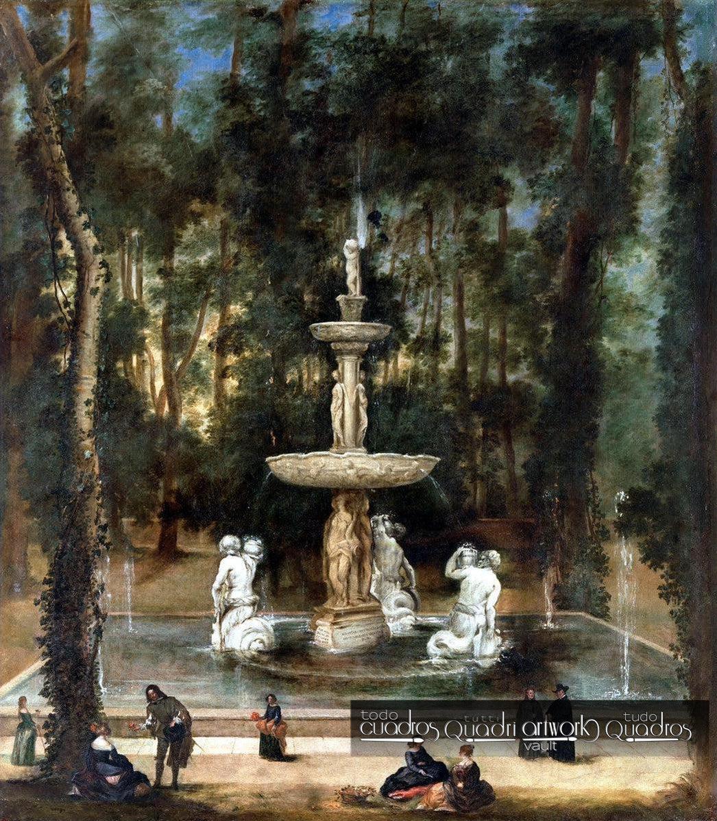La fuente de los tritones en el jardín de la isla de Aranjuez, Velázquez